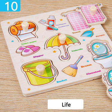 Wooden Life Themed Puzzle Board With Knobs